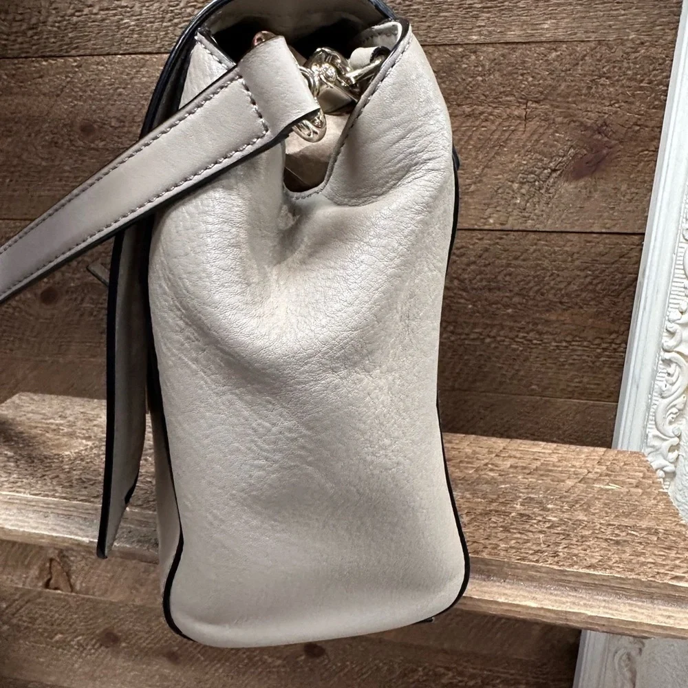 Kate Spade New York Light Gray Leather Top Handle Satchel Crossbody